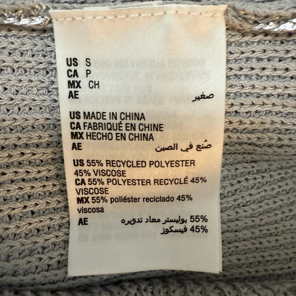 INC International Concepts Silver Foil Metallic Open-knit Sweater Size Small NWT